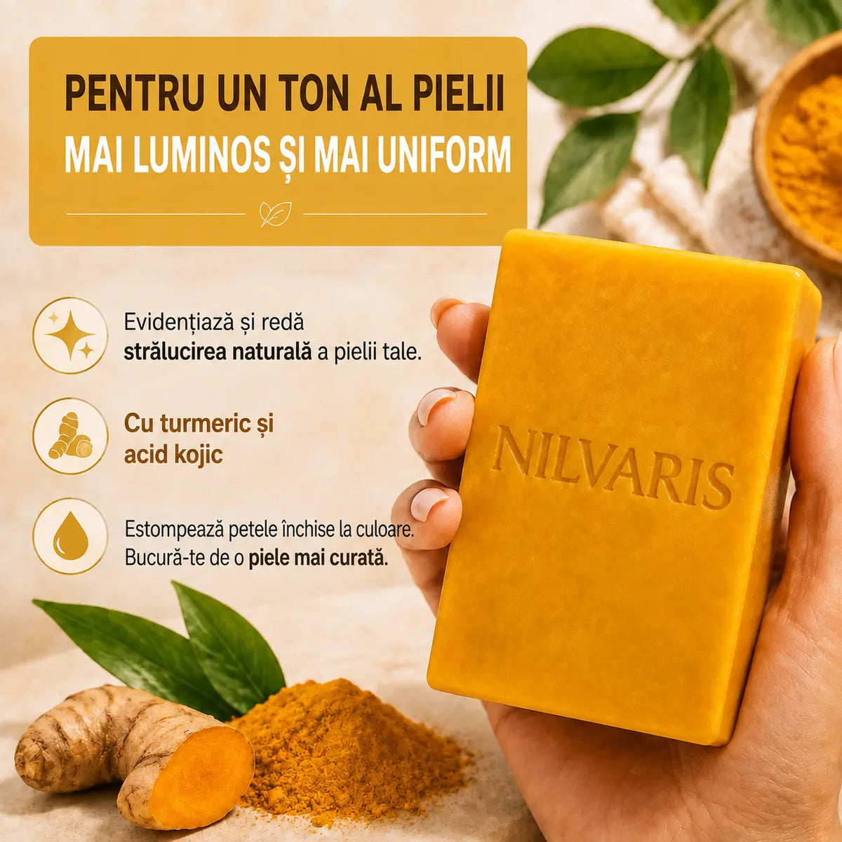 Săpun cu turmeric și acid kojic – pentru uniformizarea nuanței pielii